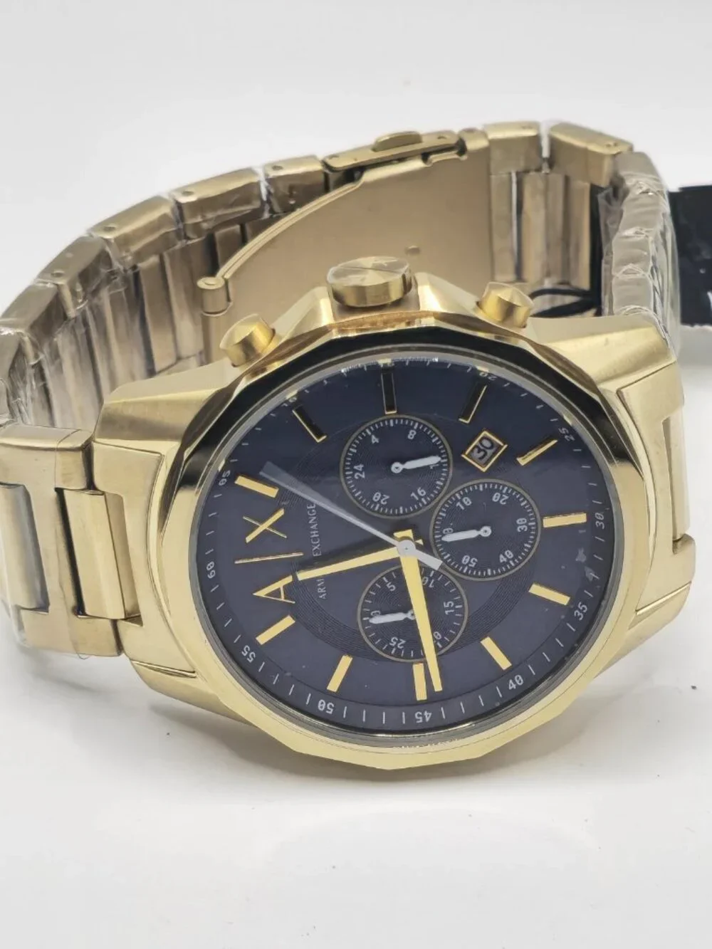 Armani Exchange Men's Gold-Tone Chronograph Watch & Bracelet Set AX7151SET